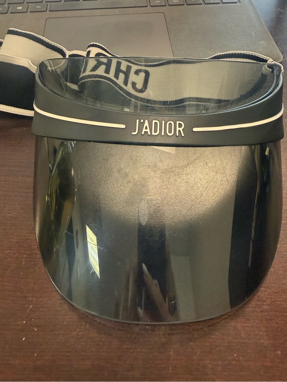 Dior J'Adior Black Tinted Visor with Branded Elastic Strap